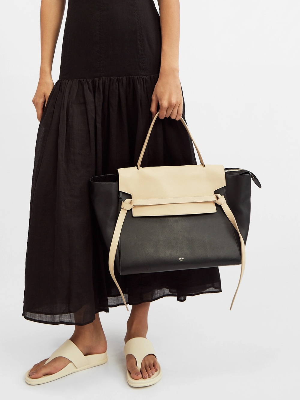 Celine Black and Cream Two-Tone Leather belt bag